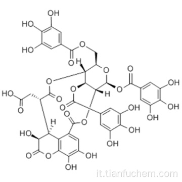 bD-Glucopiranosio, 1,3,6-tris (3,4,5-triidrossibenzoato), ciclico 2®2: 4®-estere con (2S) - [(3R, 4S) -5-carbossi-3,4 -diidro-3,7,8-triidrossi-2-oxo-2H-1-benzopiran-4-il] butanedioicacido CAS 18942-26-2